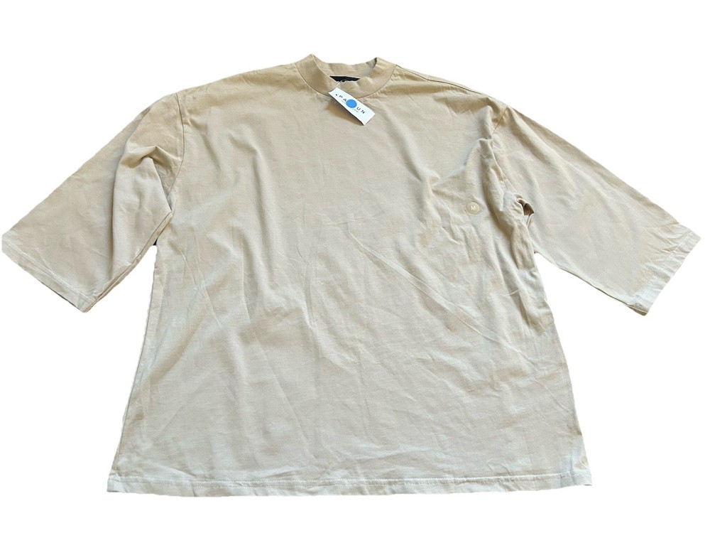 PacSun Mens Tan 3/4 Sleeve Boxy Fit 100% Cotton Shirt Large