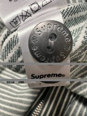 Supreme Fall 2017 Hooded Green Stripe Denim Zip Up MED Shirt Box Logo