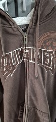 Y2K Quiksilver Full Zip Hoodie (Brown Spellout Surf Graphic) XL