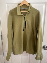 Men’s All Season Olive Fleece Pullover Sweatshirt, Size Large Regular