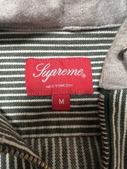 Supreme Fall 2017 Hooded Green Stripe Denim Zip Up MED Shirt Box Logo