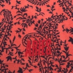 $450 Aries Cotton Reverse Fleece Coral Paisley Half Zip Sweatshirt Mens Large