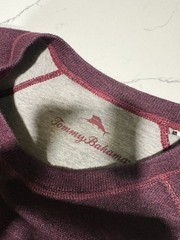 Tommy Bahama Sweatshirt Mens L Coral Pink Cotton Crewneck Pullover Logo Boxy