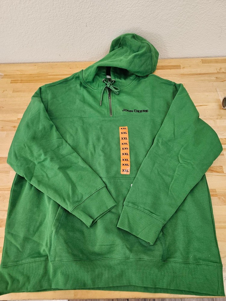 XXL / 2XL GREEN – John Deere Men’s 1/4 Zip Heavyweight Cotton Sweatshirt Hoodie