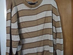 St Johns Bay Mens Brown Beige Striped Sweatshirt Long Sleeve Round Neck XXL