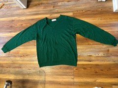 VTG 60s 70s Creslan Rayon Vneck Sweater USA Made Size Xl Green