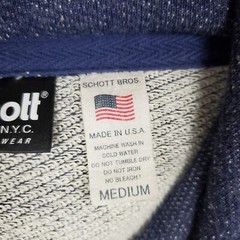 SCHOTT NYC Size Medium Mens Made in USA Hoodie Pullover Cotton Poly Blend Blue