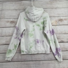 John Elliott Hoodie Mens 1 White Green Purple Tie-Dye Cotton French Terry
