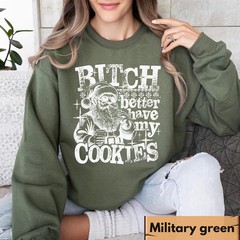 Funny Santa Sweatshirt Christmas Holiday Festive Apparel Top