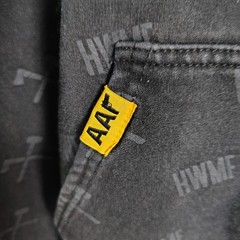 All American Roughneck HWMF Hoodie Washed Black All Over Print Pullover Mens M