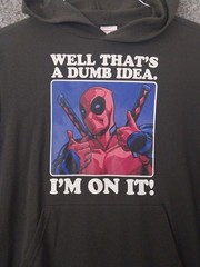 Deadpool “Well That’s A Dumb Idea” Mens XS Graphic Print Pullover Hoodie -Pocket