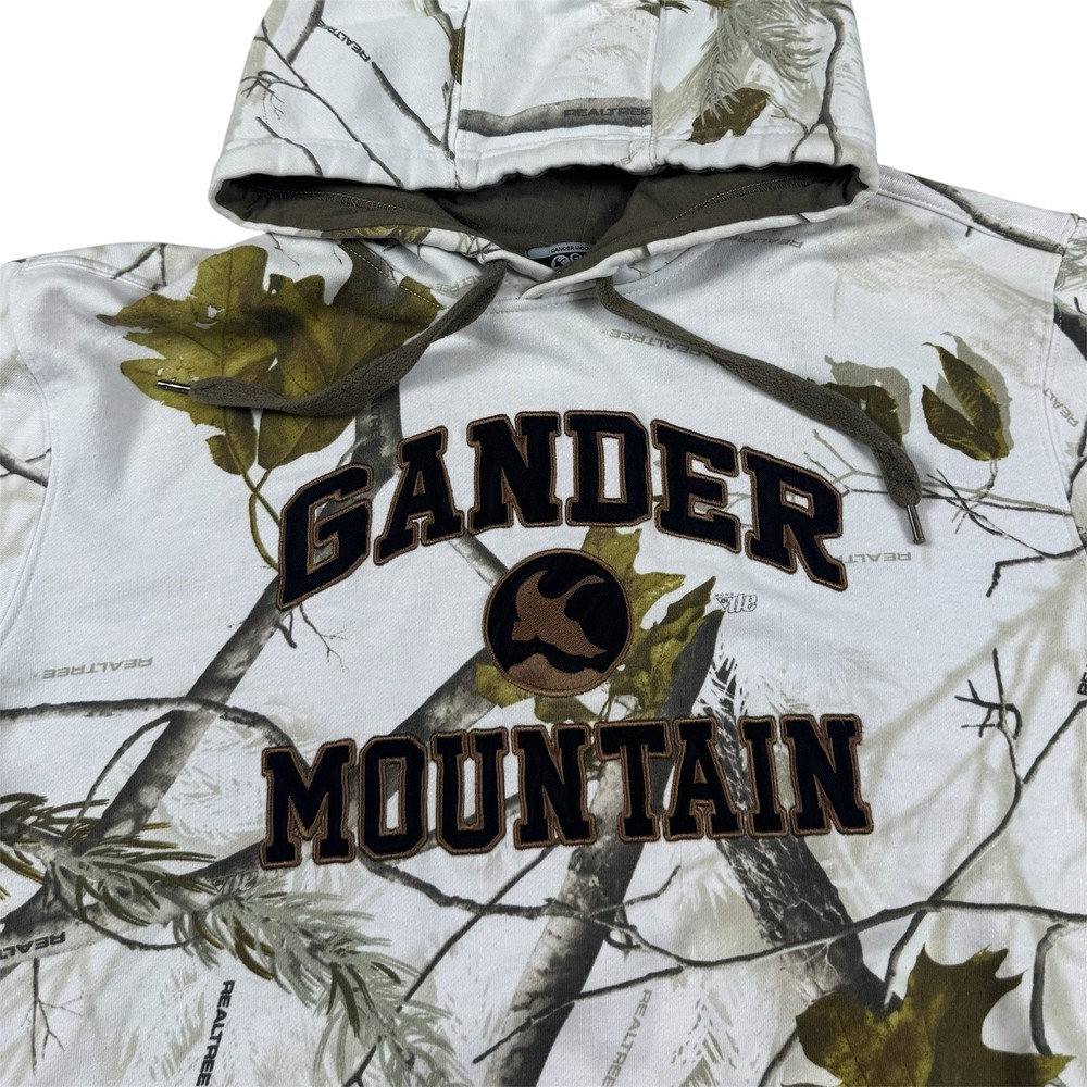 Gander Mountain Realtree White Camo Pullover Hoodie Logo Hunting Outdoor Men’s M