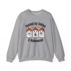 Fueled By Coffee And Halloween Sweatshirt Spooky Fall Autumn