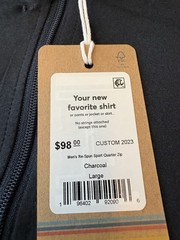 New Marine Layer Re-Spun Sport Quarter Zip Mens L Charcoal Performance Logo