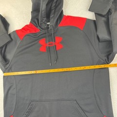 Under Armour Pullover Hoodie Mens Large Black Red Colorblock Embroidered Logo