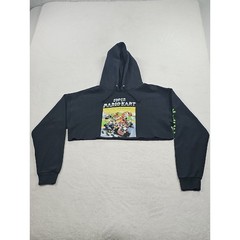 Source Unknown Black Super Mario Kart Cropped Top Graphic Hoodie
