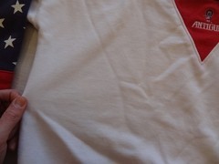 Vintage Antigua United States Flag US All Over Sweatshirt Men’s Large Flaws