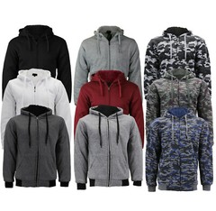 Men’s Athletic Warm Soft Sherpa Lined Fleece Zip Up Sweater Jacket Hoodie
