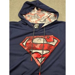 DC Comics Superman Navy Blue Camo Shield Pullover Hoodie Mens Large L