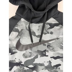 Nike Dri-FIT Hoodie Mens Medium Grey Black Camo Swoosh Pullover CU6241-010