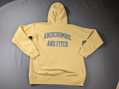 Abercrombie & Fitch Hoodie Teens 13-14 Yellow Fleece Pouch Circle Logo Spellout