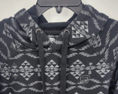 Rock and Roll Denim Hoodie Mens XXS Black Gray Aztec Tribal Sweatshirt Pocket