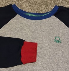 United Colors Of Benetton Blue / Gray / Navy Blue Crewneck Sweatshirt Medium VTG