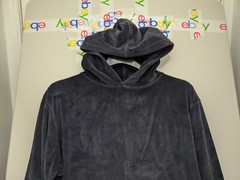 Elwood Sweatshirt Mens S Blue Hoodie Pullover Velour Microfiber Relax Oversize