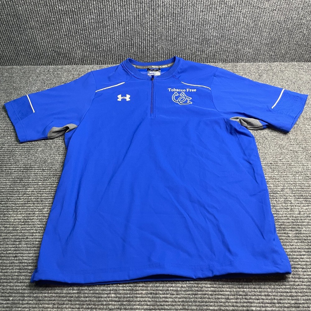Under Armour All Season Gear Loose Blue Pull Over Mens Small 1/4 zip Embroidered