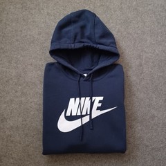 Nike Hoodie Mens XXL Blue Big Center Swoosh Spellout Pull Over Long Sleeve