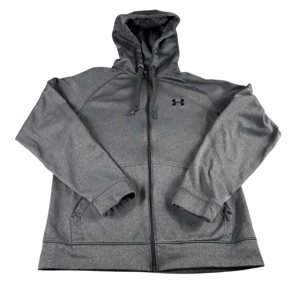 Under Armour Jacket Men M Gray Full Zip Hooded Sweatshirt Performance Sportswear