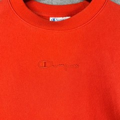 Champion Reverse Weave Sweatshirt Small Bright Orange Casual Logo Mens