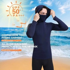 Men Hoodie Long Sleeve T-Shirts, UPF 50+ Sun Protection Hooded