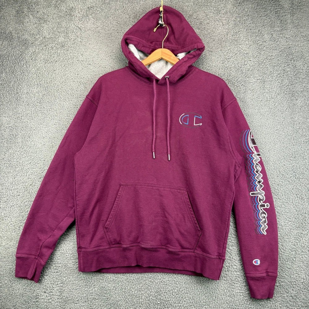 Champion Mens Maroon Graphic Sleeve Logo Hoodie Sweatshirt Large AW965E