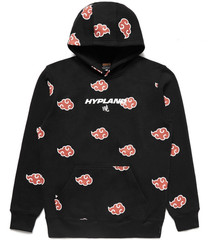 HYPLAND Men’s SIZE XL Black Pullover Hoodie Anime Red Cloud Graphic Print