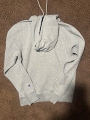 Champion Gray Pullover Hoodie Fleece Logo Hooded Pockets S Men’s