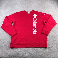 Columbia Sweatshirt Men Large Red Trek Crewneck Pullover Spellout Logo Mountain