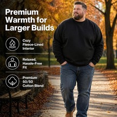 BILLIONHATS 3 Pack Mens Big & Tall Crewneck Fleece Lined Sweatshirts Plus Size