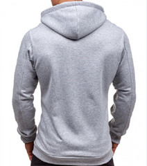 Spring and Autumn Men’s Solid Color Casual Zip Hooded Sweater Jacket Cardigan