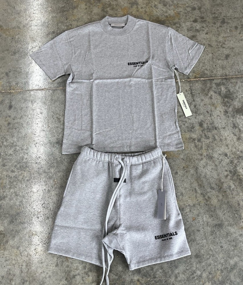 Essentials Dark Oatmeal Full Set Tee And Shorts Size Large Brand New With Tags