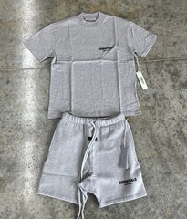 Essentials Dark Oatmeal Full Set Tee And Shorts Size Large Brand New With Tags