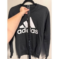 Adidas Essentials Fleece Crewneck Sweatshirt Black White Logo DA26334