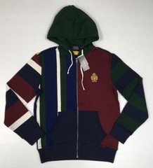 Polo Ralph Lauren VTG Gold Cookie Crest Colorblock Full Zip Fleece Hoodie Jacket