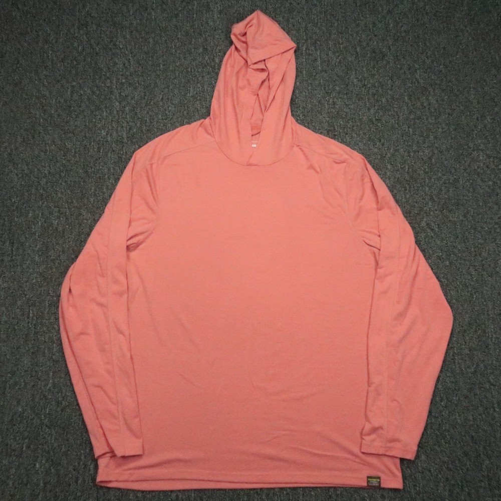 LL Bean Hoodie Mens Large Tall Red Coral Lightweight Pullover Hiking Outdoors LT