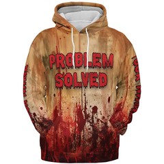 Personalized Bloody Problem Solved Halloween 3D Hoodie Adult