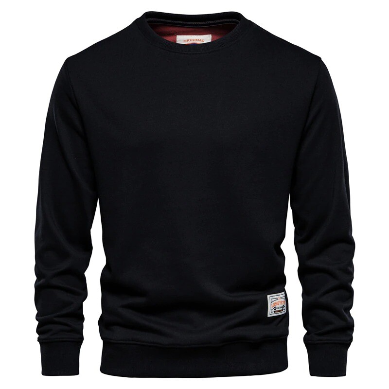 AIOPESON Streetwear Cotton Men’s Spring Sweatshirt Solid Color Long Sleeve
