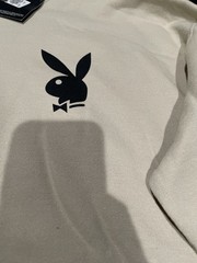 Playboy Men’s Beige Crew Neck Pullover Sweatshirt Bunny Logo Graphic Size L