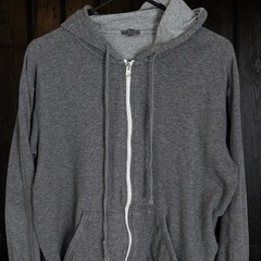 Vince Hoodie Mens L Knit Heather Gray Full Zip Jersey Lined Sweatshirt Designer