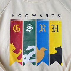 Harry Potter x SHEIN Hogwarts House Banners Sweatshirt Beige Cream Crewneck 3XL