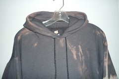 Men’s Hanes Cotton/Polyester Hoodie Black Dripping to Gray Size Large